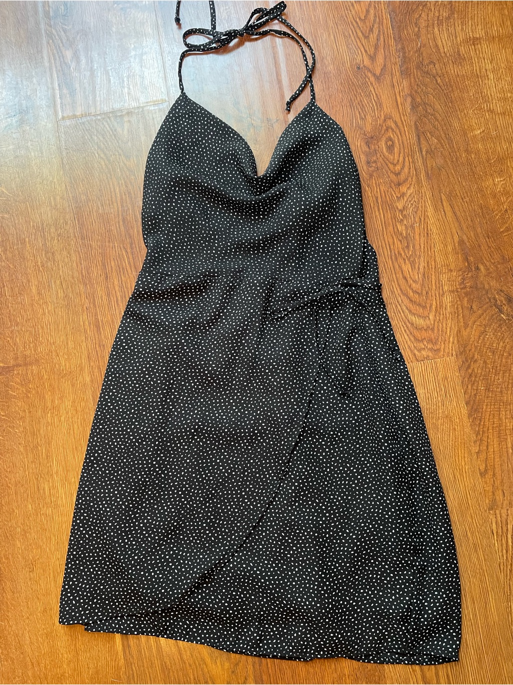 Black Polka Dot Halter Slip Dress